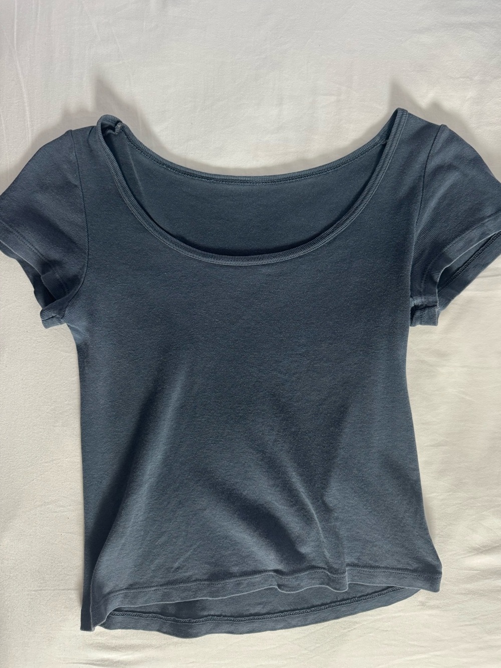 Brandy Melville Women's Scoop Neck Short Sleeve Top - Slate Blue